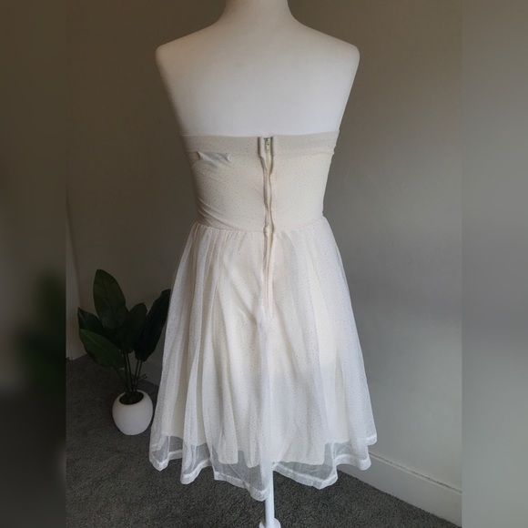 Strapless White/Cream Tulle and Gold Glitter Dress - Picture 3 of 5